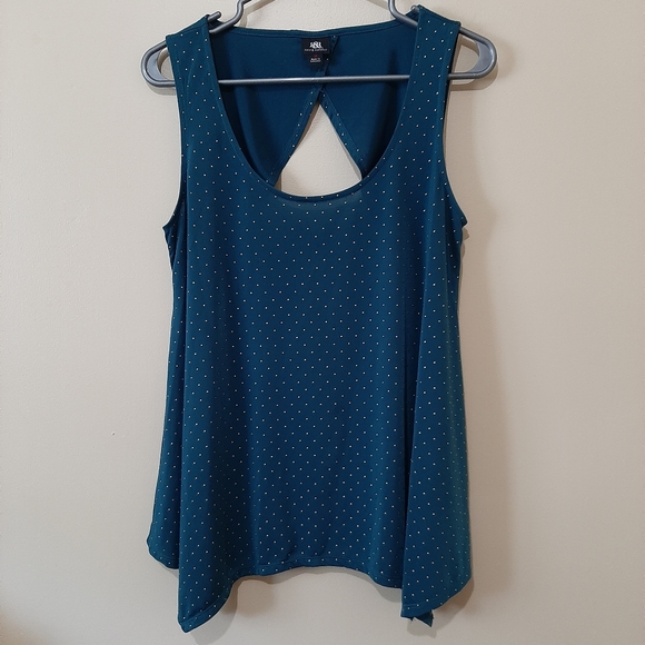 Rock and Republic Teal Top Metallic Polka Dot - Picture 1 of 6